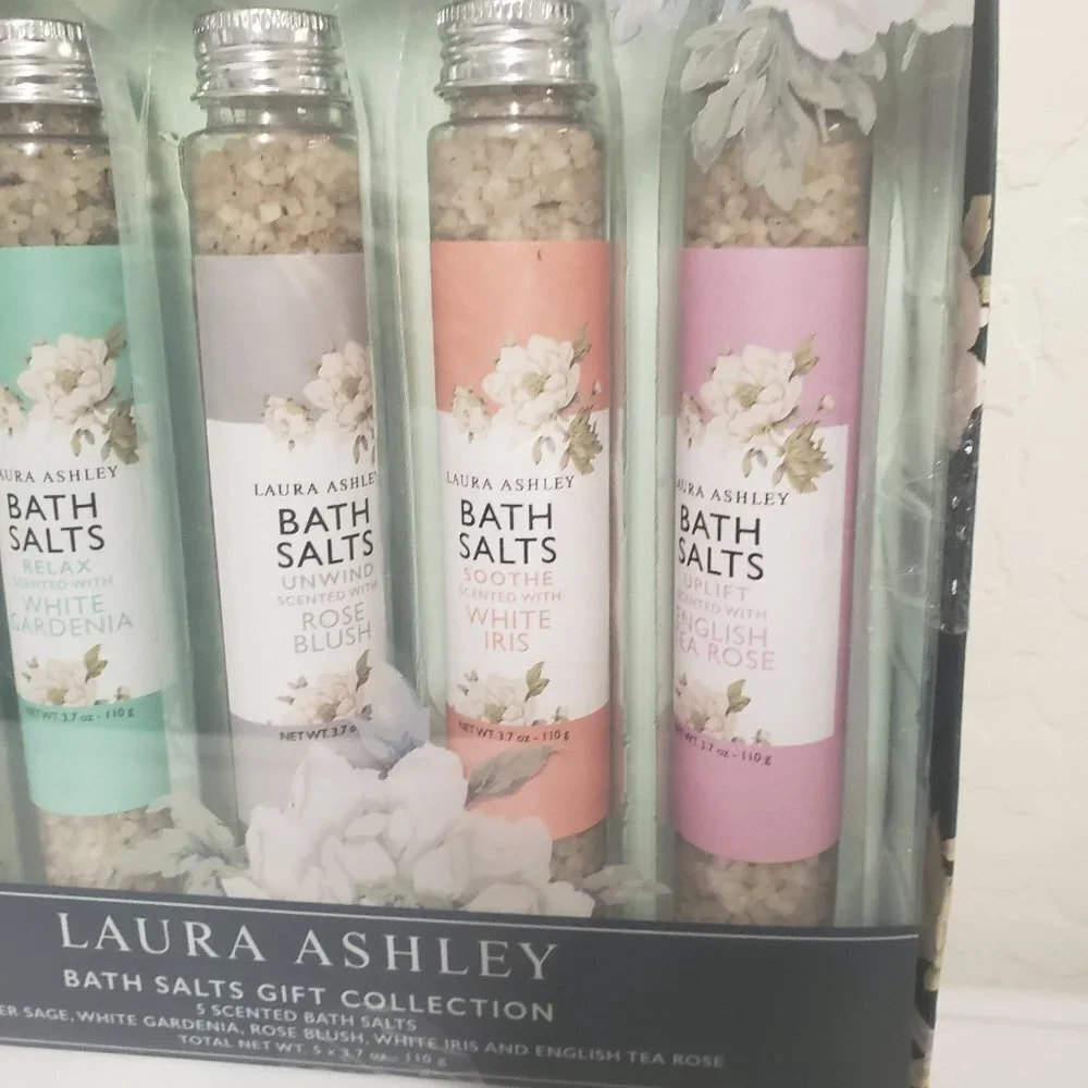 Laura Ashley Bath Salts Gift Collection Five Bottles of Salts Variety